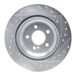 Mercedes-Benz SL550 Brake Rotor (1) - Rear Left - R1 Concepts - Drilled & Slotted - Silver - `13-`20